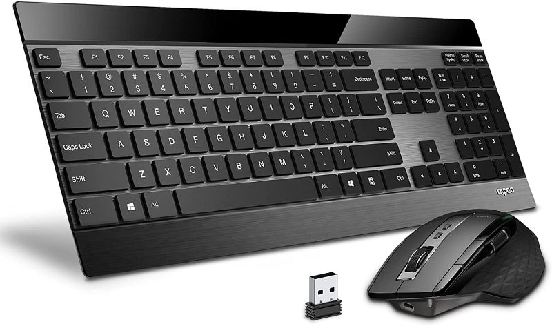 Photo 1 of RAPOO Wireless Keyboard and Laser Mouse Combo,Multi Device (Bluetooth 4.0+3.0+2.4G) Keyboard and Mouse Set,Ultra-Slim Computer Keyboard Compact Design for Windows/Android/Mac OS