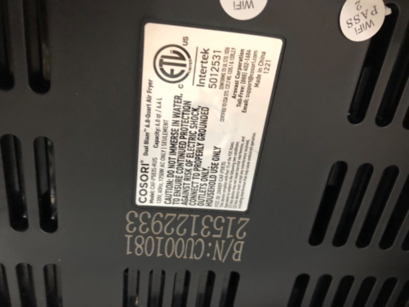Photo 4 of **USED/ SEE NOTES** COSORI Dual Blaze Air Fryer 6.8QT, No Preheat & No Shake, 6+6 Presets, Heating Adjusts 