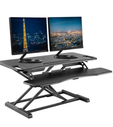 Photo 1 of Standing Desk Converter - 37" Stand Up Desk Riser s - Two Tiered Height Adjustable Workstation With Removal Keyboard Tray