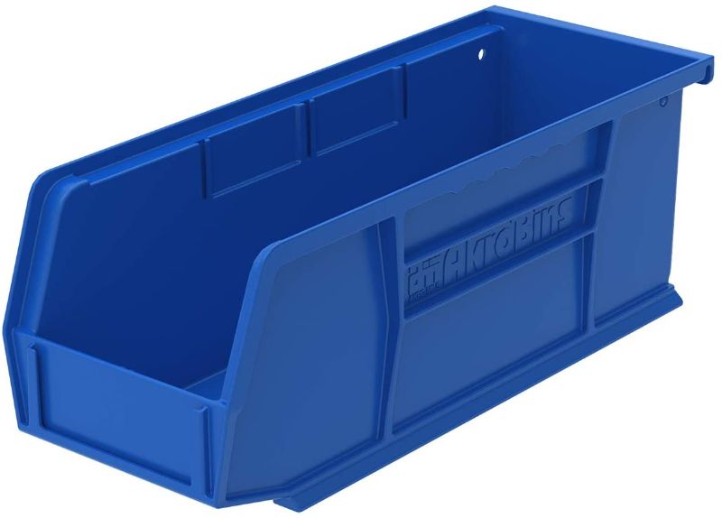 Photo 1 of Akro-Mils 30224 AkroBins Plastic Hanging Stackable Storage Organizer Bin, 11-Inch x 4-Inch x 4-Inch, Blue, 12-Pack
