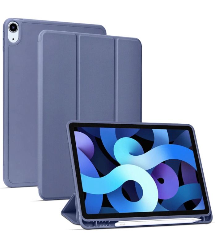 Photo 1 of 2 pack - Arae for iPad Air 5 / iPad Air 4 Case 10.9 inch [5th Generation][4th Generation][Corner Protection] Multi-Angle Viewing with Pencil Holder, Kickstand Feature, Auto Wake/Sleep (Lavender)