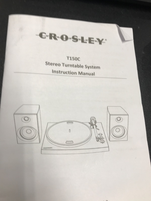 Photo 2 of Crosley T150C-WH 2-Speed Bluetooth Turntable Record Player System with Weighted Tone Arm and Stereo Speakers, White T150C - Audio Grade Plinth, NP-15 Needle White