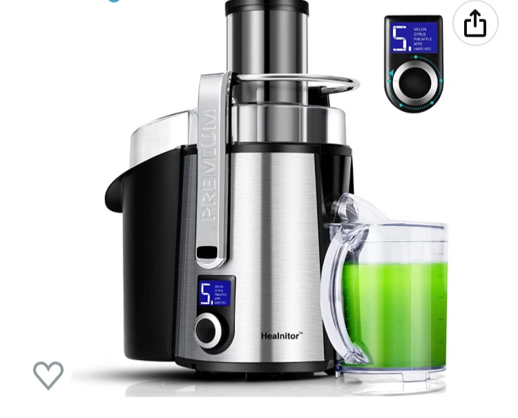 Photo 1 of 1000W 5-SPEED LCD Screen Centrifugal Juicer Machines Vegetable and Fruit, Healnitor Juice Extractor with Big Adjustable 3" Big Mouth, Easy Clean, BPA-Free, High Juice Yield, Silver