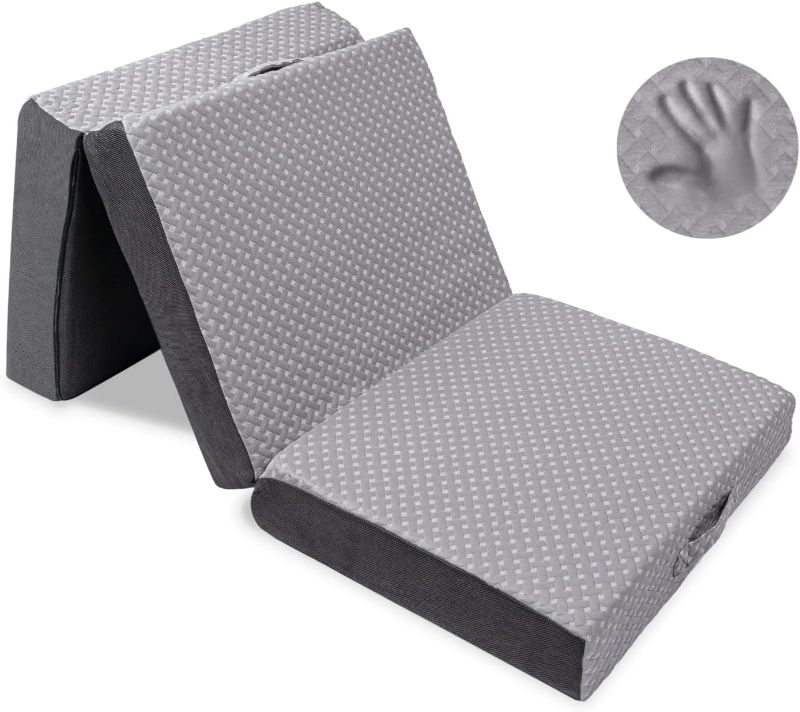 Photo 1 of  Tri-Folding Memory Foam Foldable Memory Foam Mattress with Washable Cover,