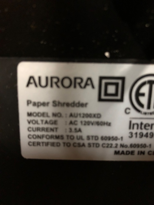 Photo 3 of Aurora AU1200XD Compact Desktop-Style 12-Sheet Crosscut Paper and CD/Credit Card/ Junk Mail Pullout Basket Shredder 12-Sheet CrossCut/ Junk Mail Desktop Shredder