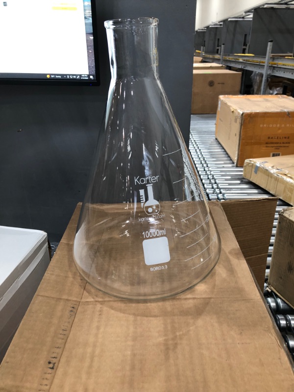 Photo 2 of 10000ml Narrow Mouth Erlenmeyer Flask, 3.3 Borosilicate Glass, Karter Scientific (Single)