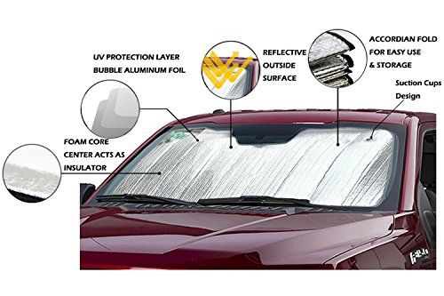 Photo 1 of  FRONT CAR SUNSHADE WINDSHIELD-JUMBO STANDARD SHADE KEEPS VEHICLE COOL-UV RAY PROTECTOR SUNSHADE-EASY TO USE SUN