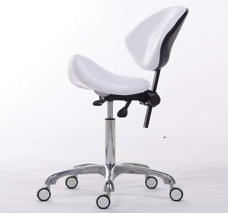 Photo 1 of FRNIAMC Ergonomic Saddle Stool Rolling Adjustable, Hydraulic Heavy-Duty (350 lbs) Stool Chair for Dental Lab Salon Massage Studio Office(White, with Backrest)