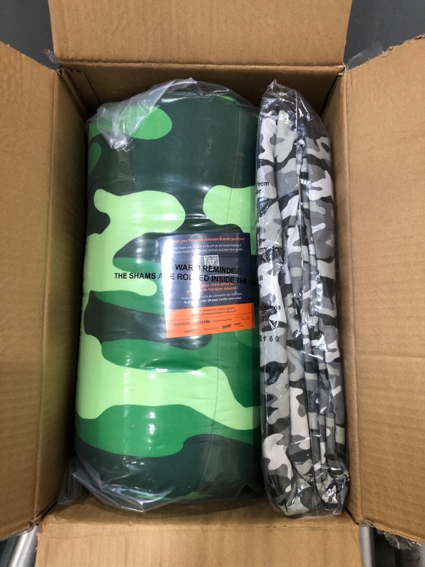 Photo 2 of Amazon Basics Kids Easy-Wash Microfiber Bed-in-a-Bag Bedding Set - Twin, Camo Crew Camo Crew Twin Bedding Set