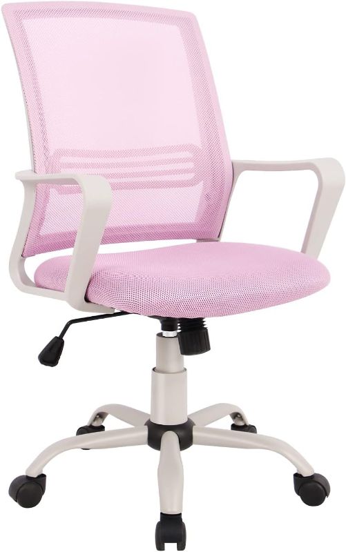 Photo 2 of Small Office Chair Ergonomic Home Office Desk Chairs with Wheels Computer Desk Chair Mid Back Task Chair with Armrests Lumbar Support?Pink