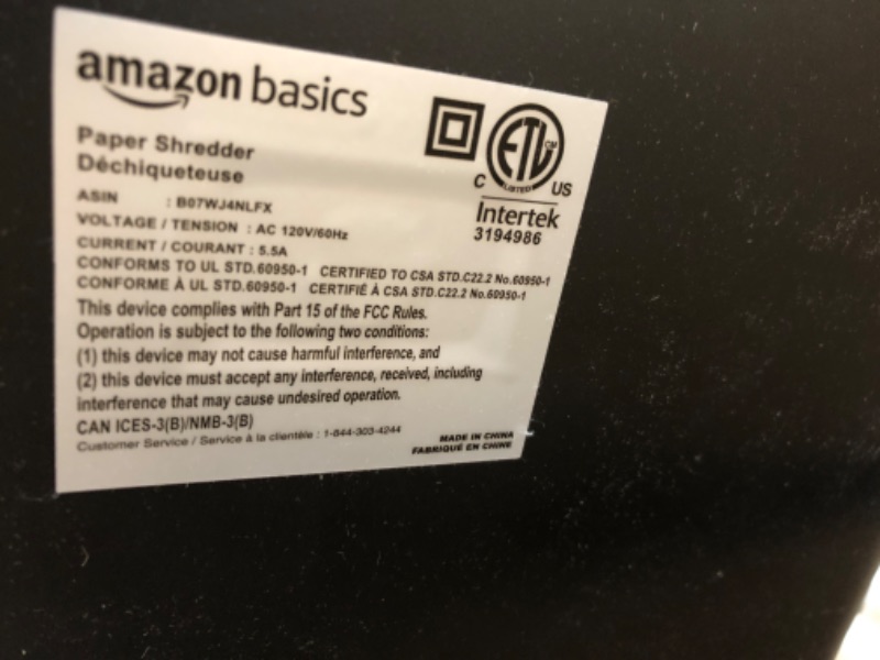 Photo 4 of Amazon Basics 24-Sheet Cross-Cut Paper, CD and Credit Card Home Office Shredder with Pullout Basket 24 Sheet Shredder