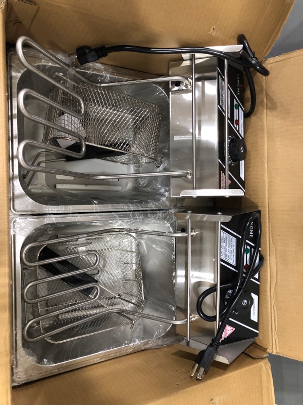 Photo 3 of **Mssing parts** Commercial Deep Fryer - 3400W Electric Deep Fryers with Baskets 0.6mm Thickened Stainless Steel Countertop Oil Fryer 12.7QT/12L Large Capacity with Temperature Limiter