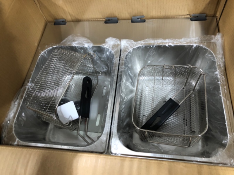 Photo 2 of **Mssing parts** Commercial Deep Fryer - 3400W Electric Deep Fryers with Baskets 0.6mm Thickened Stainless Steel Countertop Oil Fryer 12.7QT/12L Large Capacity with Temperature Limiter