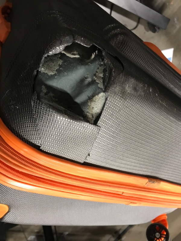 Photo 5 of *Large Case Damaged/Missing Wheel-See Photos* Rockland Melbourne Hardside Expandable Spinner Wheel Luggage, Charcoal, 2-Piece Set (20/28) 2-Piece Set (20/28) Charcoal