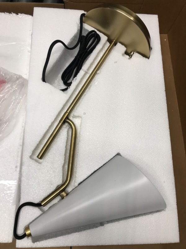 Photo 1 of 18 Hartford Desk Lamp with Shade Matte Brass/White - Globe Electric