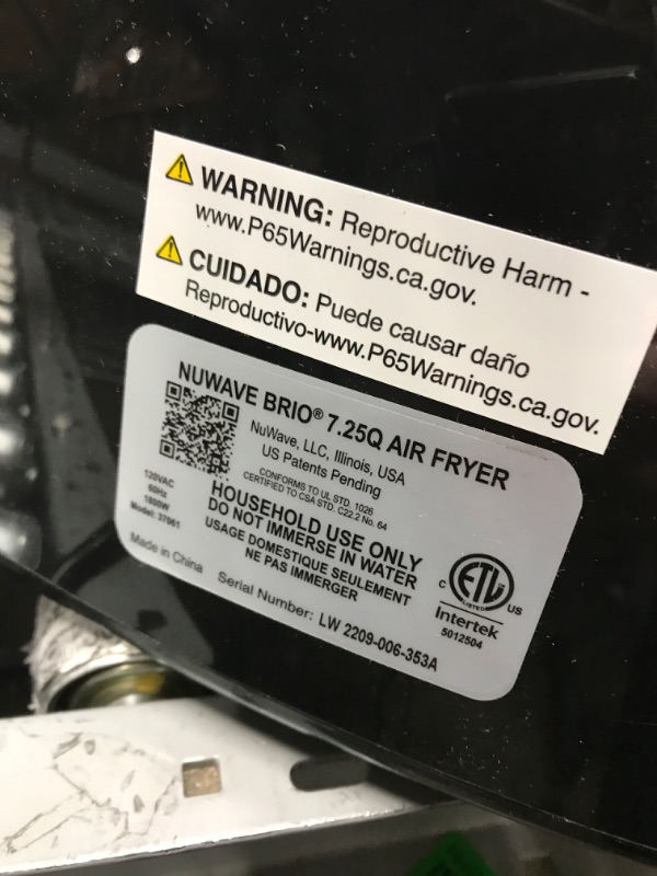 Photo 4 of *Tested* Nuwave Brio 7-in-1 Air Fryer Oven, 7.25-Qt with One-Touch Digital Controls, 50°- 400°F Temperature Controls in 5° Increments, Linear Thermal (Linear T) for Perfect Results, Black
