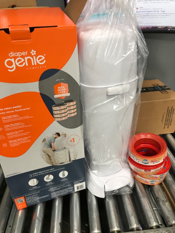 Photo 2 of Diaper Genie Baby Registry Set | Includes Diaper Genie Complete Diaper Pail, 8 Refill Bags, & 1 Carbon Filter for Odor Control | Great Gift Idea for Baby Registry & Shower