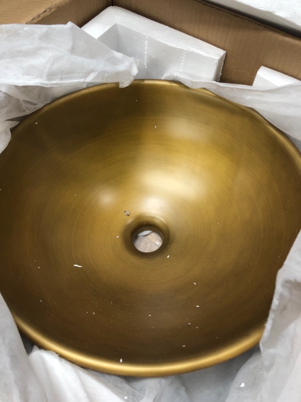 Photo 2 of 16 in. Bathroom Sink Round Ceramic Vessel Sink in Gold Bronze
