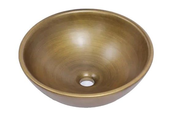 Photo 1 of 16 in. Bathroom Sink Round Ceramic Vessel Sink in Gold Bronze
