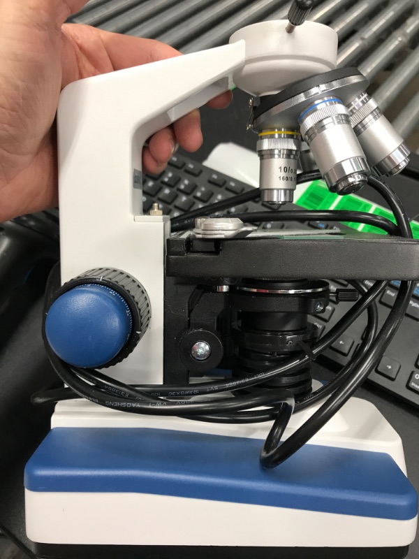 Photo 1 of AmScope B120C Siedentopf Binocular Compound Microscope, 40X-2500X Magnification, Brightfield, LED Illumination, Abbe Condenser, Double-Layer Mechanical Stage w/o Camera