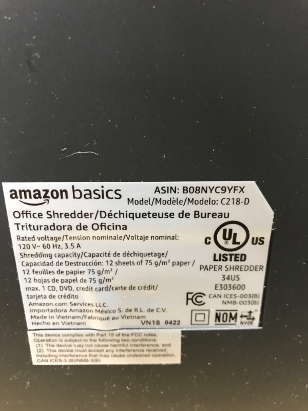 Photo 4 of Amazon Basics 12 Sheet Micro-Cut Paper,Credit Card and CD Shredder for Office/Home & Paper Shredder Sharpening & Lubricant Sheets - Pack of 24