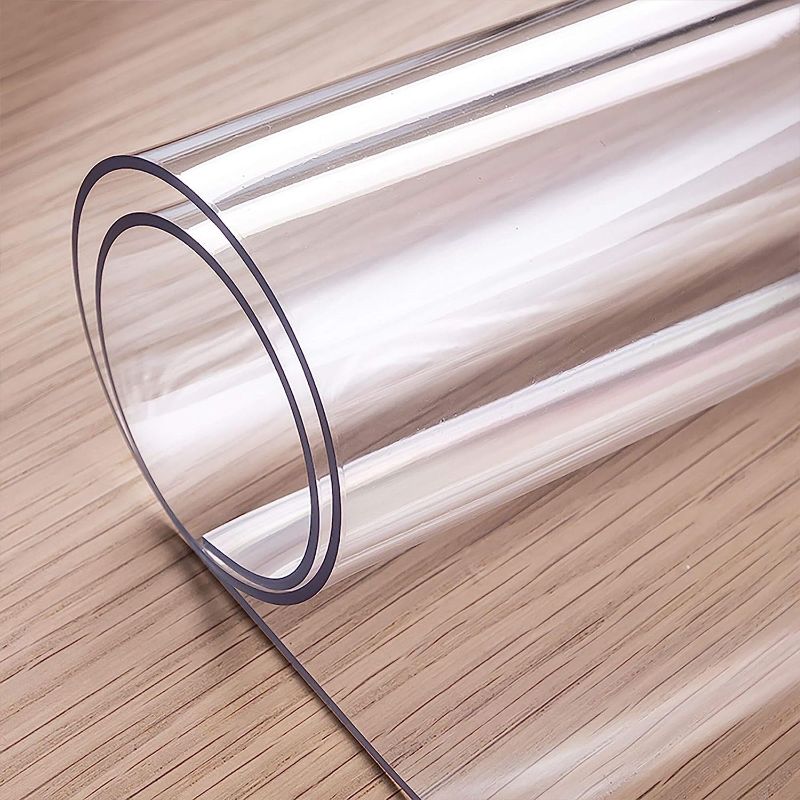 Photo 1 of  2mm Thick 76 x 42 Clear Table Protector for Dining Room Table, Dining Table Protector, Plastic Table Cover Protector, Clear Tablecloth Protector, PVC Table Pad for Kitchen Wooden Table
