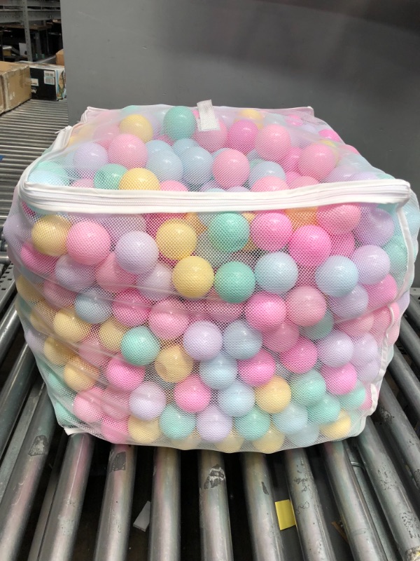 Photo 2 of Amazon Basics BPA Free Crush-Proof Plastic Ball Pit Balls with Storage Bag, Toddlers Kids 12+ Months, 6 Pastel Colors - Pack of 1000 6 Pastel Colors 1,000 Balls