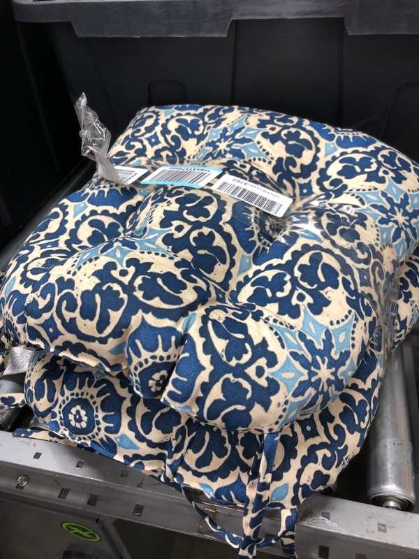 Photo 1 of 2-piece navy blue and cream cushions 