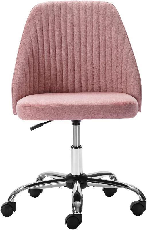 Photo 1 of Home Office Chair, Mid-Back Armless Twill Fabric Adjustable Swivel Task Chair for Small Space, Living Room, Make-up, Studying
