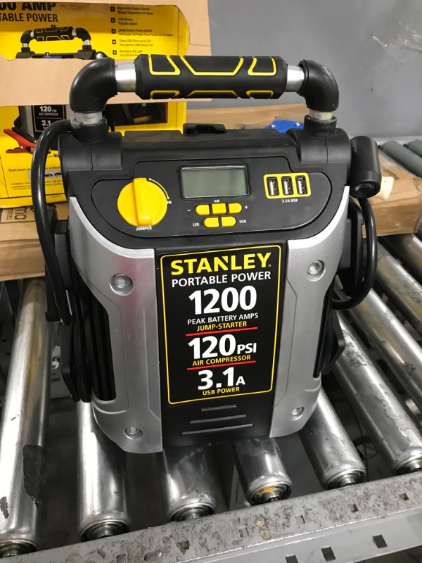 Photo 5 of **SEE NOTES**
STANLEY J5C09D Digital Portable Power Station Jump Starter: 1200 Peak/600 Instant Amps, 120 PSI Air Compressor, 3.1A USB Ports, Battery Clamps 1,200 Peak Amps