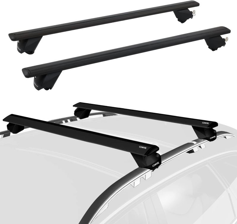 Photo 3 of 47” Pro Aluminum Universal Roof Rack Cross Bars with 4 Keyed Locks Fully Assembled- Fit Raised Side Rails Black Color
