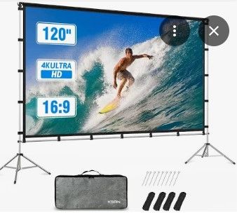 Photo 1 of Projector Screen with Stand, KSAN 120 inch Foldable Projection Screen HD 16:9 Outdoor Movie Projection