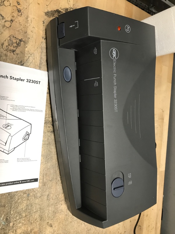 Photo 1 of Swingline Electric Paper Punch/Stapler, 2 or 3 Hole, 24 Sheet Capacity, Gray (7704280) 24 Sheet Stapler