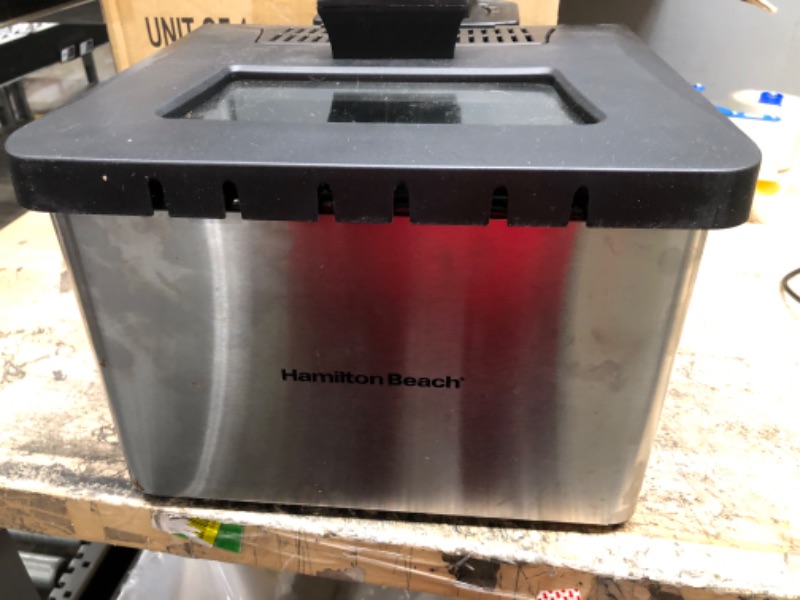 Photo 4 of *** USED *** ** TESTED DOES NOT POWER ON ** *** PARTS ONLY *** Hamilton Beach Deep Fryer with 2 Frying Baskets, 19 Cups / 4.5 Liters Oil Capacity, Lid with View Window, Professional Grade, Electric, 1800 Watts, Stainless Steel (35036)