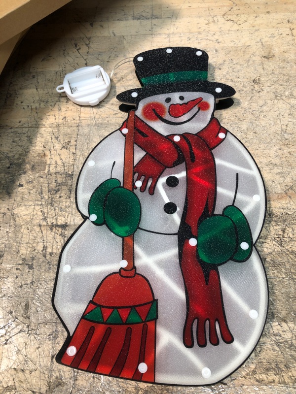 Photo 2 of Northlight 17.5" Lighted Snowman with Broom Christmas Window Silhouett