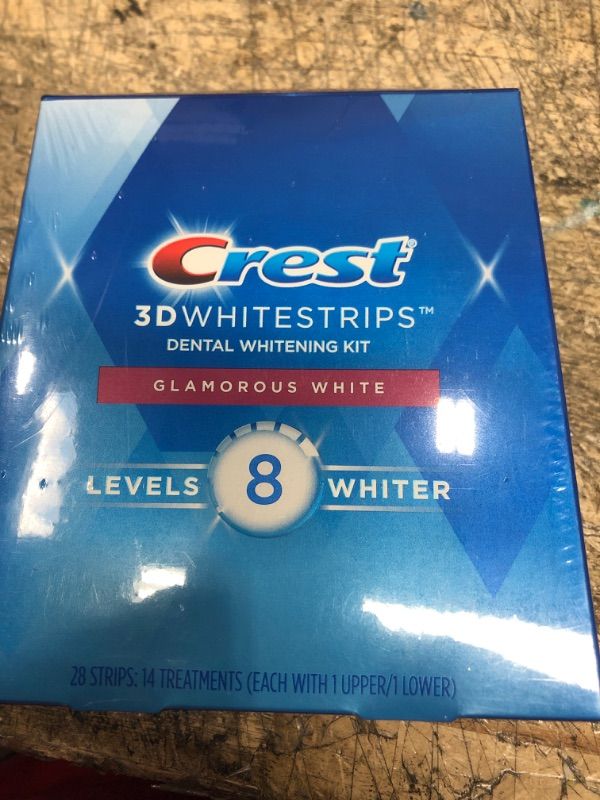 Photo 1 of Crest 3D Whitestrips, Glamorous White, Teeth Whitening Strip Kit, 28 Strips (14 Count Pack)