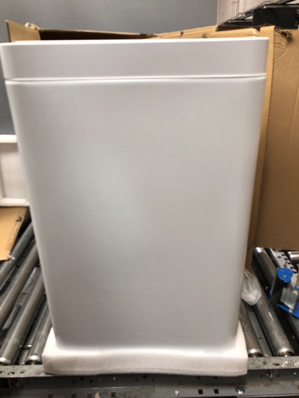 Photo 2 of **DENTS** Kohler 13 Gallon Motion Sensor Hands-Free Trash Can with Liner and Quiet Close Lid White with Stainless Steel 13 Gallon Motion Sensor Can                                                                                                            