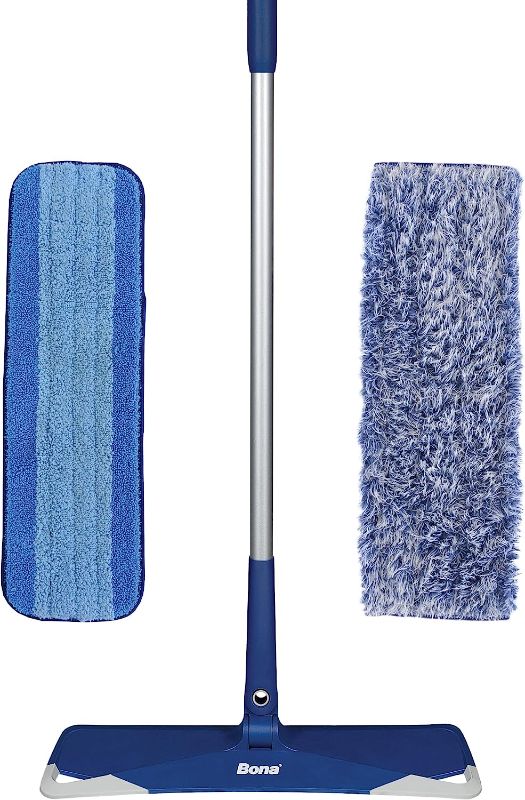 Photo 1 of *missing everything except for sweeper stick*  Bona Premium Microfiber Floor Mop for Dry and Wet Floor Cleaning - Includes Microfiber Cleaning Pad and Microfiber Dusting Pad - Dual Zone Cleaning Design for Faster Cleanup
