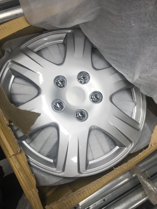 Photo 3 of Four ABS Plastic Silver Colored Hubcaps - 15 Inch Diameter set of 4 