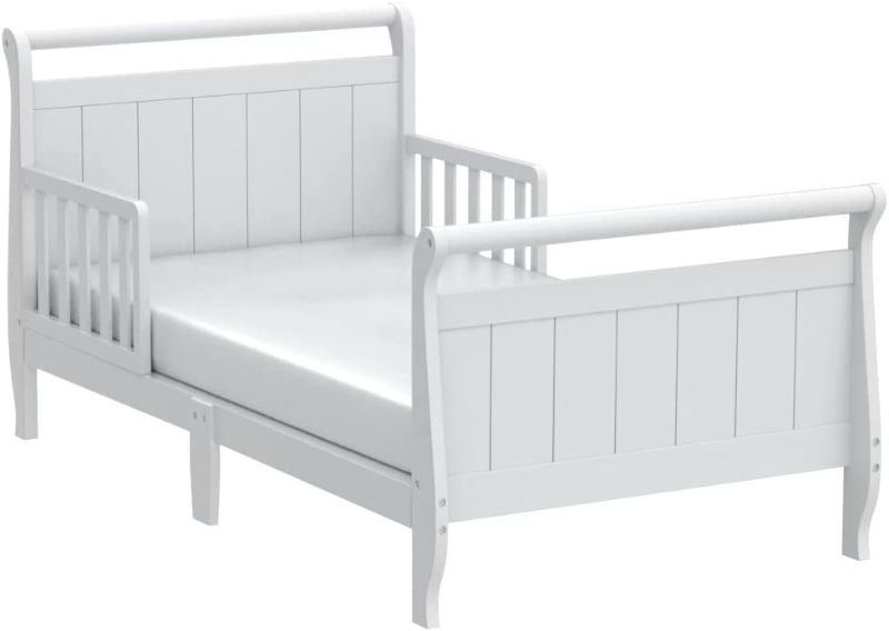Photo 1 of *USED* Delta Children Wood Toddler Bed Sleigh, Crib, White

