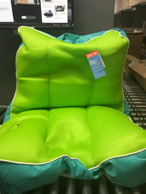 Photo 2 of Big Joe Captain's Float No Inflation Needed Pool Lounger with Drink Holder, Lime/Capri Mesh, 3ft