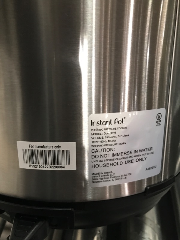 Photo 3 of **PARTS ONLY, NON-FUNCTIONAL** Instant Pot Duo 7-in-1 Electric Pressure Cooker, Stainless Steel, 6 Quart 6QT Duo Pressure Cooker