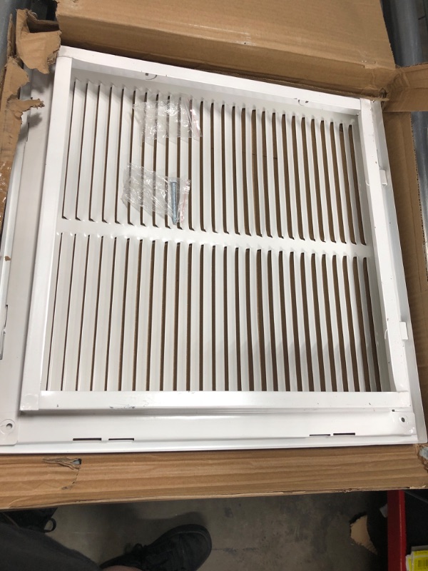 Photo 2 of ***MISSING HARDWARE***EZ-FLO 14 x 14 Inch (Duct Opening) Return Filter Grille, Steel Powder-Coated White Finish, 61653 14 in. x 14 in.