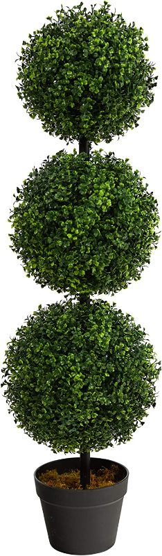 Photo 1 of 3ft. Boxwood Triple Ball Topiary Artificial Tree (Indoor/Outdoor)
