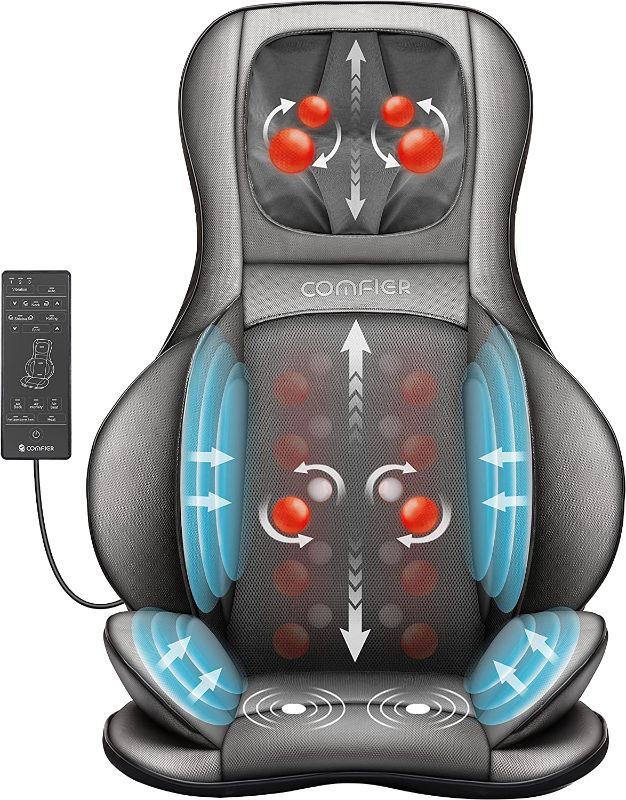 Photo 1 of COMFIER Neck and Back Massager with Heat,Shiatsu Massage Chair Pad Portable with Compress & Rolling,Kneading Chair Massager for Full Back,Neck & Shoulder, Full Body,Grey…
