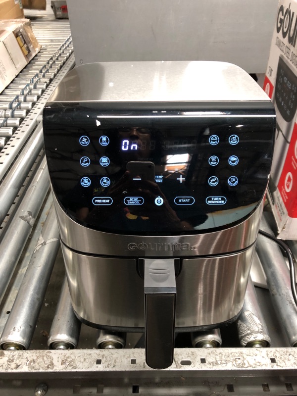 Photo 2 of Gourmia Air Fryer Oven Digital Display 7 Quart Large AirFryer Cooker 12 Touch Cooking Presets, XL Air Fryer Basket 1700w Power Multifunction GAF778 Black and stainless steel air fryer FryForce 360° Stainless Steel 7 Quart