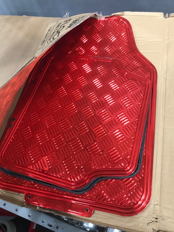 Photo 2 of BDK Universal Fit 4-Piece Metallic Design Car Floor Mat - (Red) (MT-641-RD) 4-Piece Red