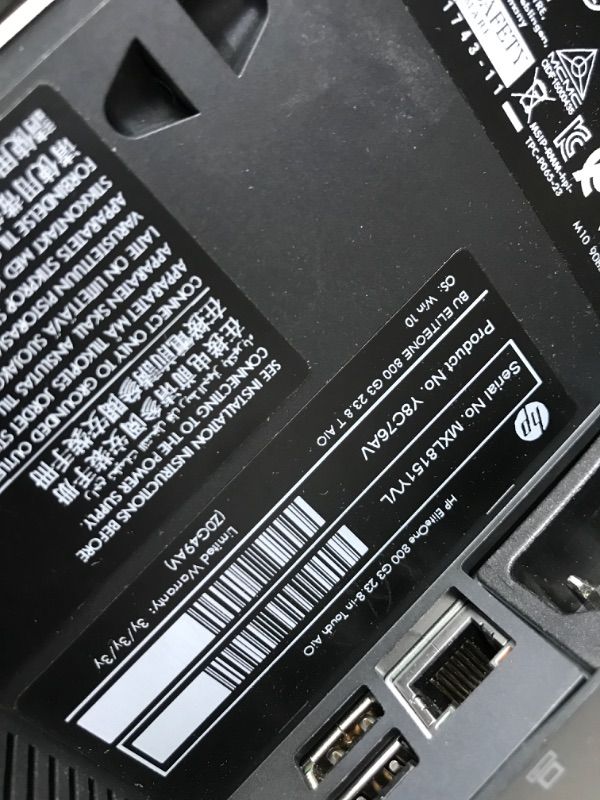 Photo 2 of **SEE NOTES**
HP EliteOne 800 G4-AIO 23.8" FHD, Core i5-8500 3.0GHz, 16GB RAM, 512GB Solid State Drive, Windows 10 Pro 64Bit, CAM, 