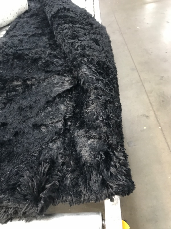 Photo 2 of  Fluffy Area Rug Modern Shag Rugs for Bedroom Living Room, Super Soft and Comfy Carpet, Cute Carpets for Kids Nursery Girls Home, 8 Feet Black
