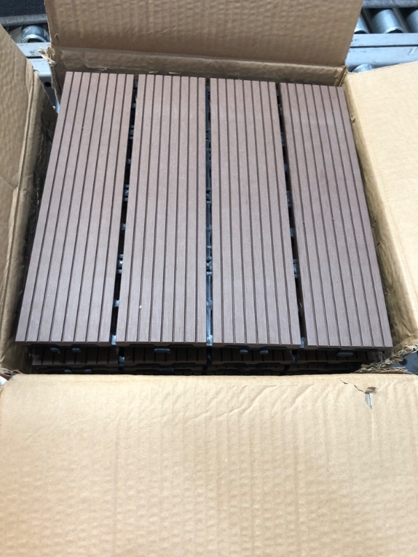 Photo 2 of Interlocking Deck Tiles Interlocking Floor Tiles for Deck/ Patio/ Bathroom, Wood Plastic Composite Greenhouse Porch Deck Tile, Pack of 6/10, Easy to Install ? Clean ( Color : Style8 , Size : 10PCS ) 10PCS Style8